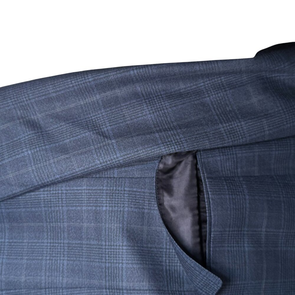 Hugo Boss Guabello Italy Dual Vent Navy Windowpane Plaid Blazer Jacket 38R - Picture 9 of 14